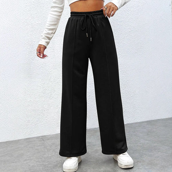 High-Waist Wide-Leg Trousers with Drawstring