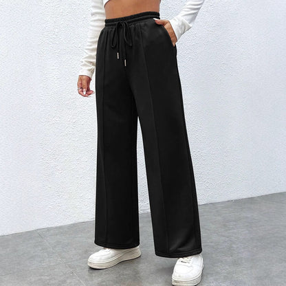High-Waist Wide-Leg Trousers with Drawstring