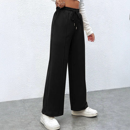 High-Waist Wide-Leg Trousers with Drawstring