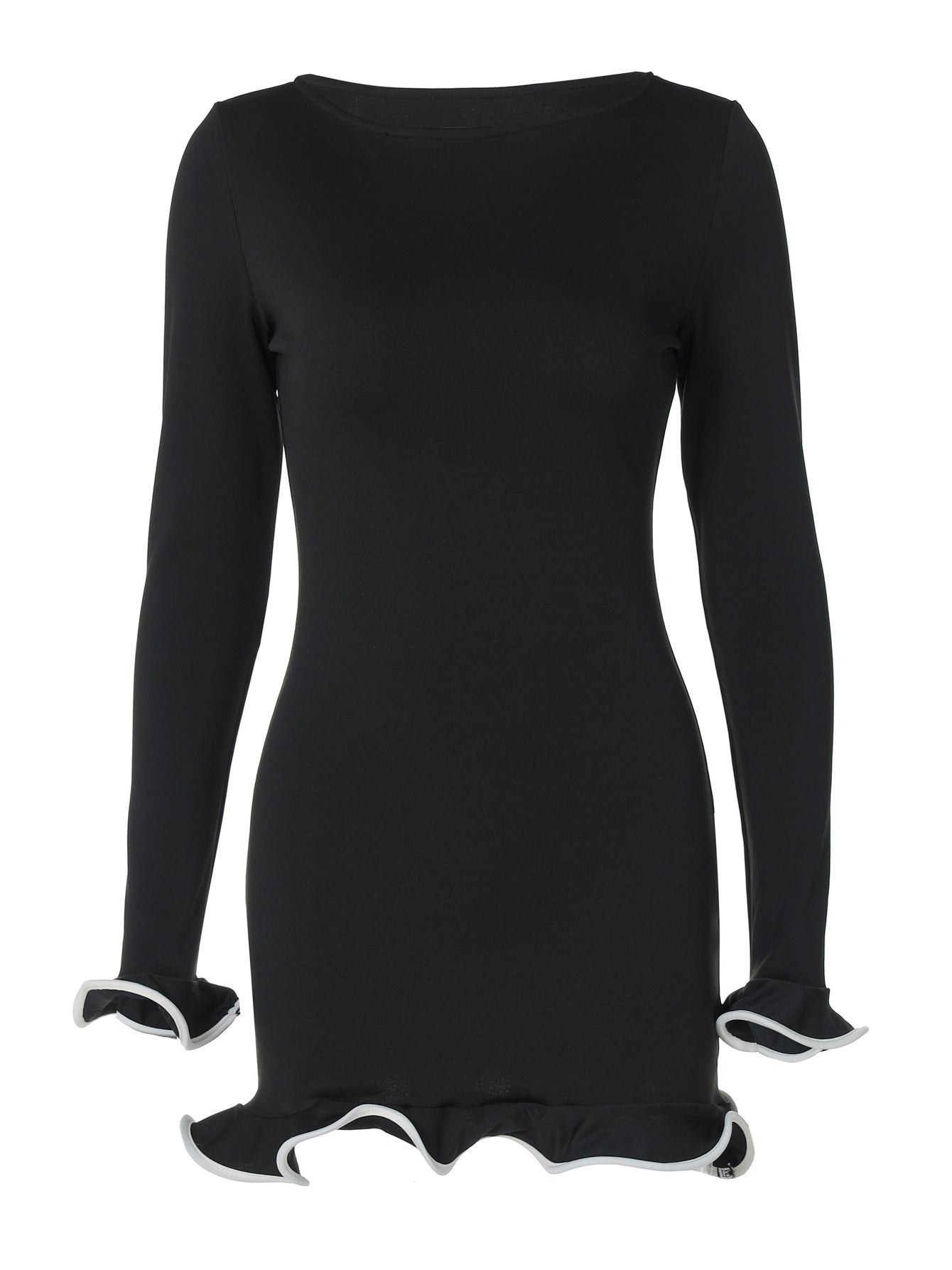 Bodycon Mini Dress with Lettuce Edge Hem and Cuffs
