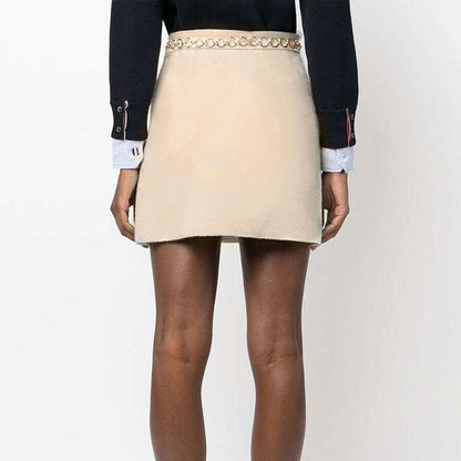 Pleated Mini Skirt with High-Waist and Chain Waistband