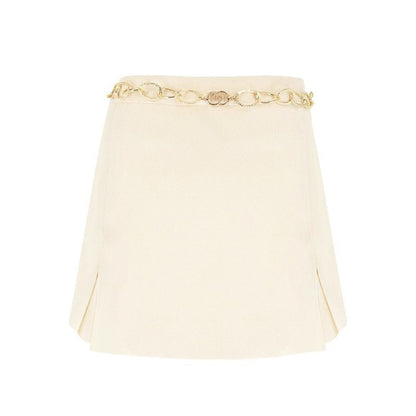 Pleated Mini Skirt with High-Waist and Chain Waistband