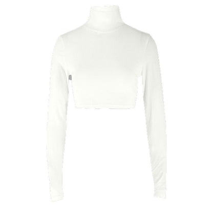 Solid Slim Fit High Neck Cropped Top