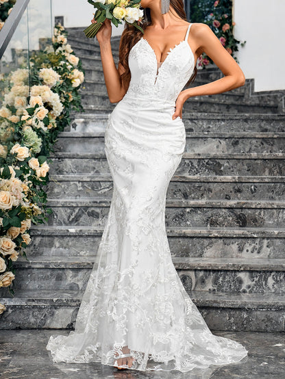 Lace Fishtail Maxi Dress with Open Back