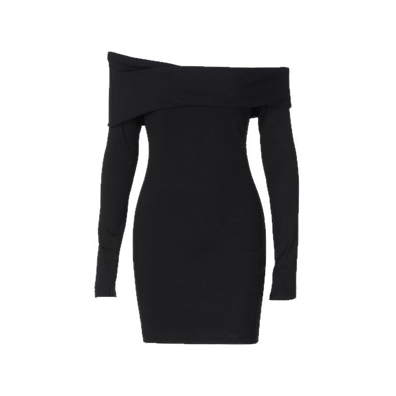 Bodycon Mini Dress with Off-Shoulder Long Sleeves