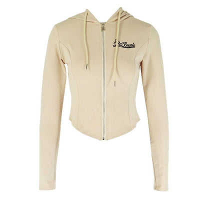Tight-Fit Cropped Hoodie with Full Zip Front