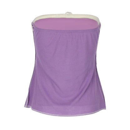 Ribbed Color-Block Tube Top with Front Tie and Split Hem