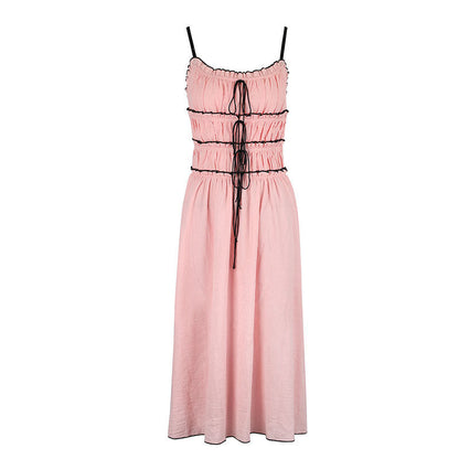 Camisole Midi Dress with Ruched Bodice and Tie Front