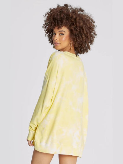 Tie-Dye Smiley Face Graphic Sweatshirt Dress with Long Sleeves