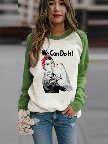 Rosie the Riveter Graphic Long-Sleeve T-Shirt with Raglan Sleeves