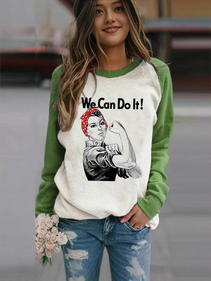 Rosie the Riveter Graphic Long-Sleeve T-Shirt with Raglan Sleeves