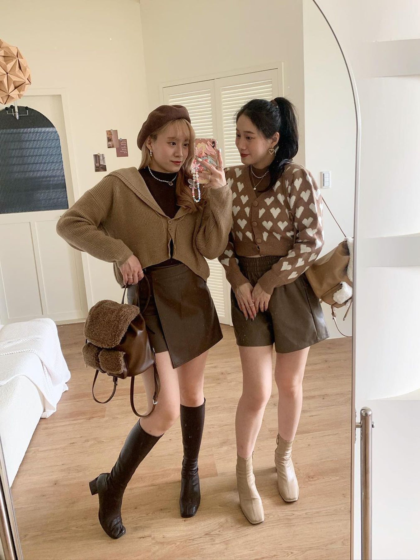A-Line PU Short Skirt with High-Waist and Slit