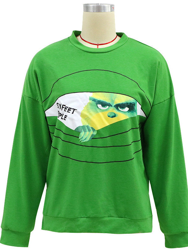 Grinch Peeking Graphic Sweatshirt with Round Neck