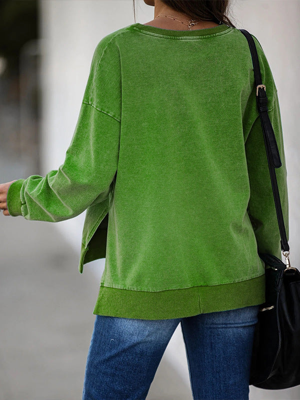 Grinch Peeking Graphic Sweatshirt with Round Neck