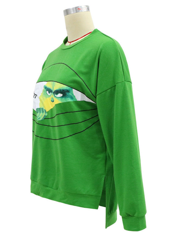 Grinch Peeking Graphic Sweatshirt with Round Neck