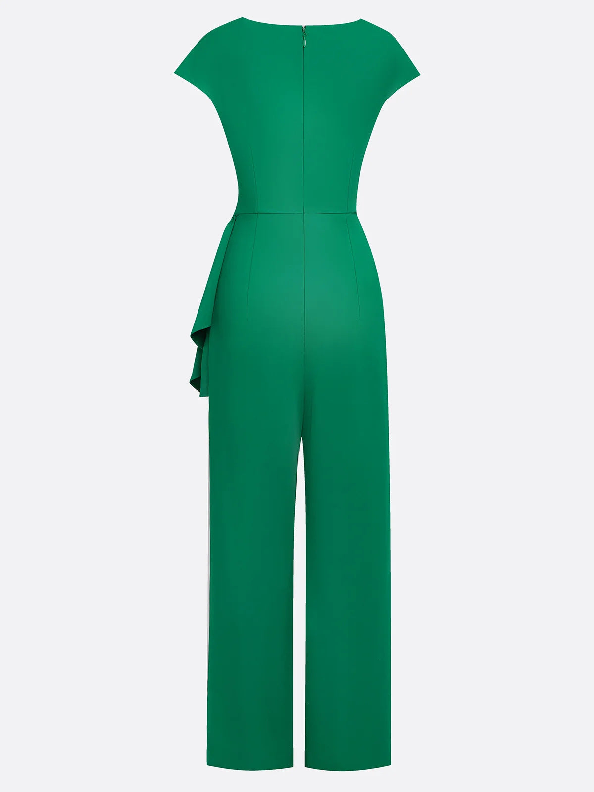 Wide-Leg Sleeveless Jumpsuit with Cowl Neck and Waist Tie