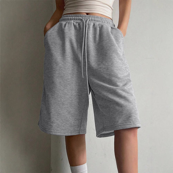Wide-Leg Bermuda Shorts with Drawstring Waist and Pockets