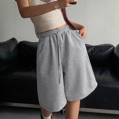 Wide-Leg Bermuda Shorts with Drawstring Waist and Pockets
