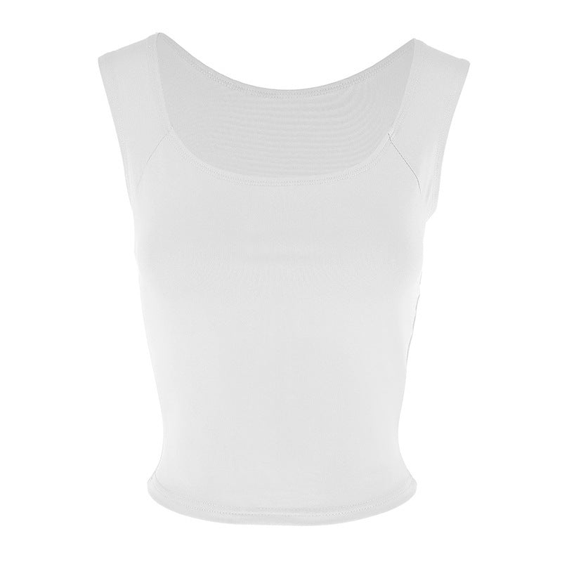 Slim Fit Square Neck Crop Top with Cap Sleeves