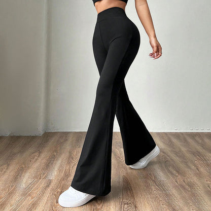 High-Waist Slightly Flared Pants in Solid Black