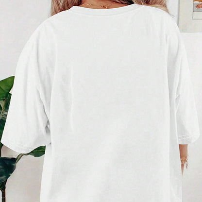 Oversized USA Graphic Print T-Shirt with Elbow Sleeves