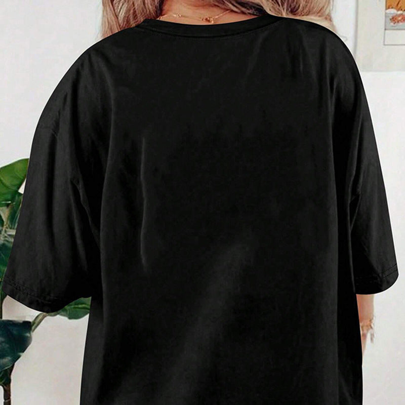 Oversized USA Graphic Print T-Shirt with Elbow Sleeves