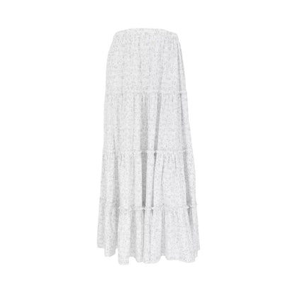 A-Line Floral Tiered Midi Skirt with High Waist