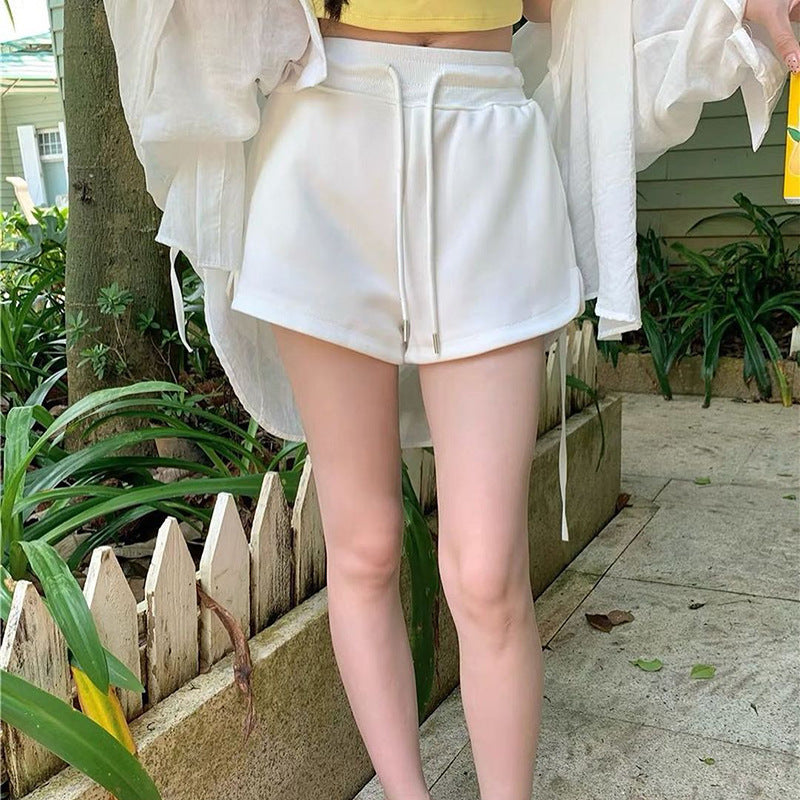 High-Waist Wide-Leg Sweat Shorts with Drawstring
