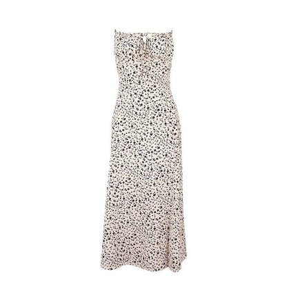 Floral Print Maxi Slip Dress with Tie Front and Side Slit
