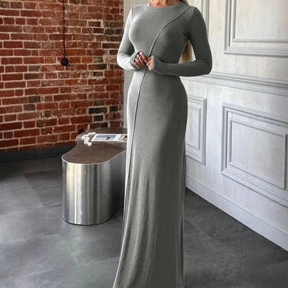 Bodycon Maxi Dress with Diagonal Seam and High Slit