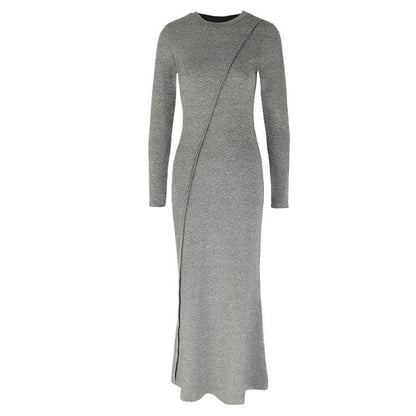 Bodycon Maxi Dress with Diagonal Seam and High Slit