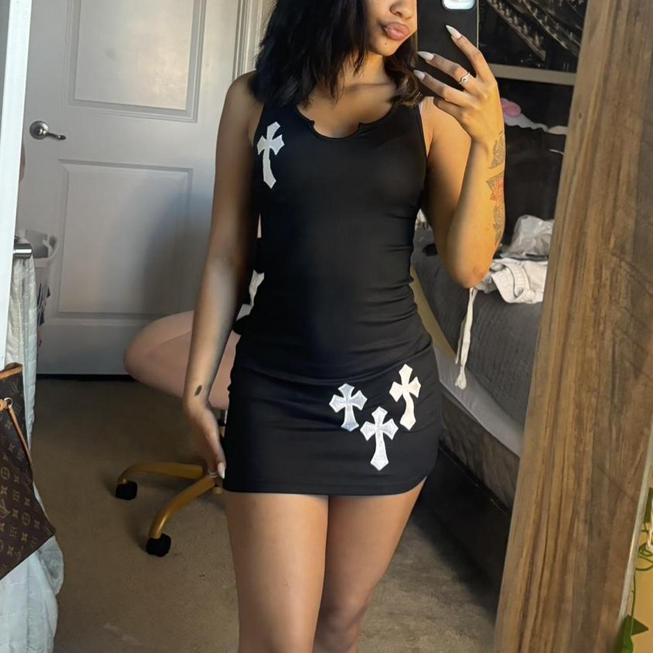 Bodycon Mini Dress with U-Neck and Cross Patch Detail
