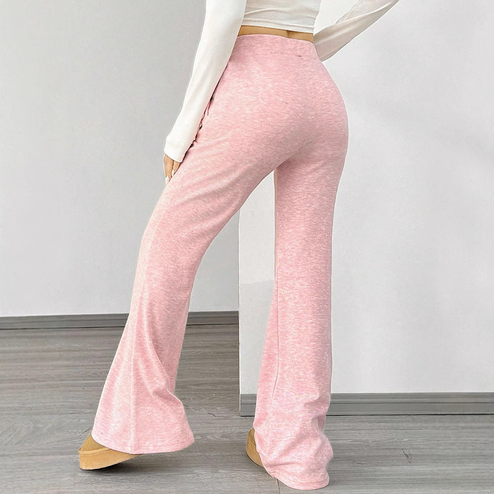High-Waist Flared Pants with Lace-Up Waist and Patch Pockets