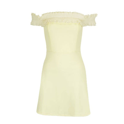 Solid Off-Shoulder Bodycon Mini Dress with Ruffled Trim