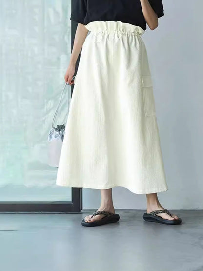 A-Line Cargo Maxi Skirt with Drawstring Waist