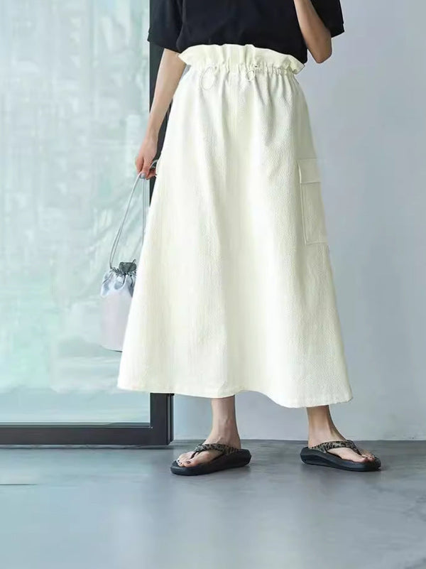 A-Line Cargo Maxi Skirt with Drawstring Waist