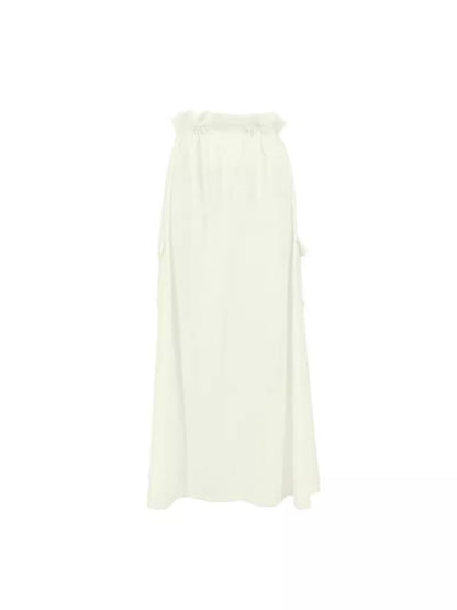 A-Line Cargo Maxi Skirt with Drawstring Waist
