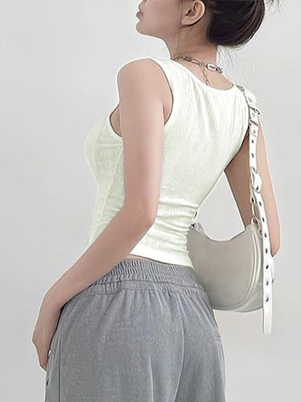 Slim Fit Ribbed Tank Top with Square Neck