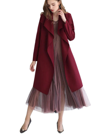 Longline Open Front Cardigan with Draped Lapel