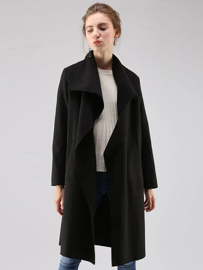 Longline Open Front Cardigan with Draped Lapel