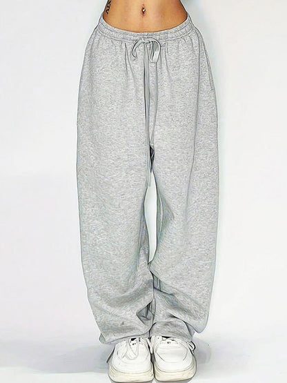Loose Fit Wide-Leg Sweatpants with Drawstring Waist