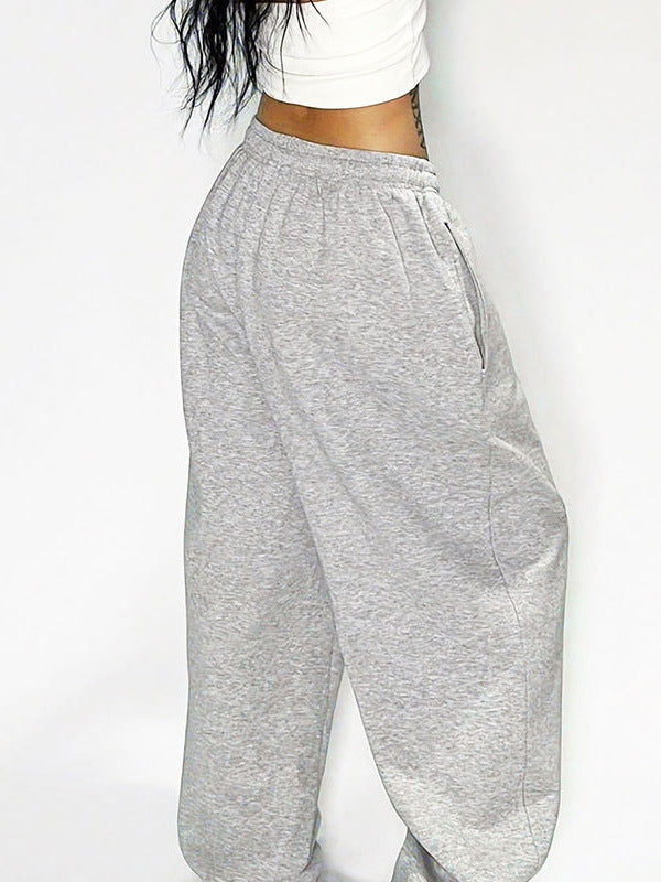 Loose Fit Wide-Leg Sweatpants with Drawstring Waist