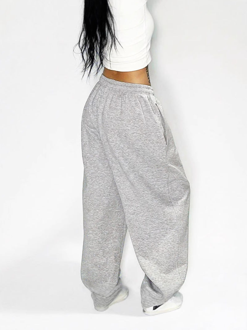Loose Fit Wide-Leg Sweatpants with Drawstring Waist