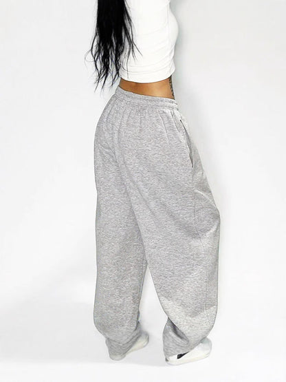 Loose Fit Wide-Leg Sweatpants with Drawstring Waist