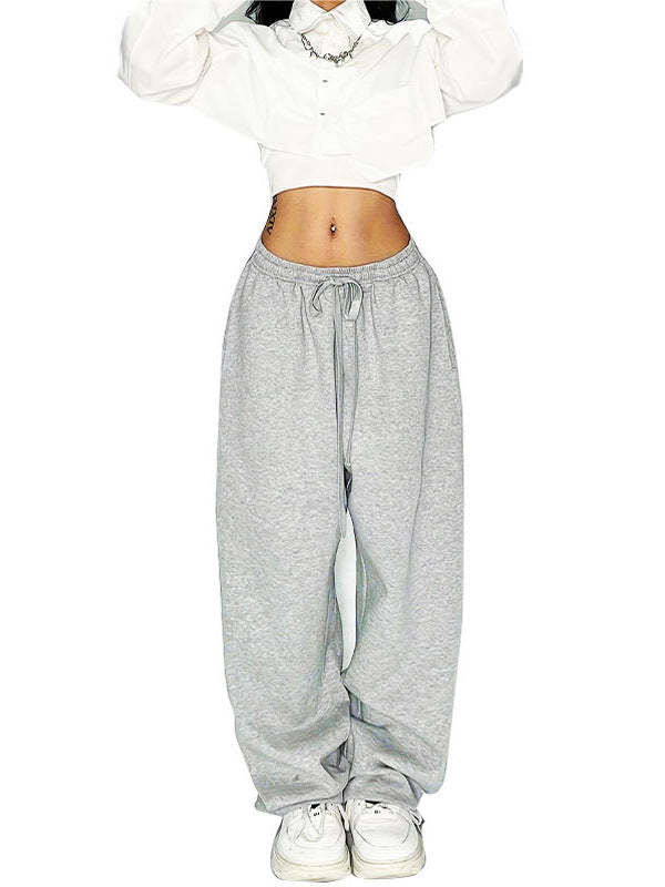 Loose Fit Wide-Leg Sweatpants with Drawstring Waist