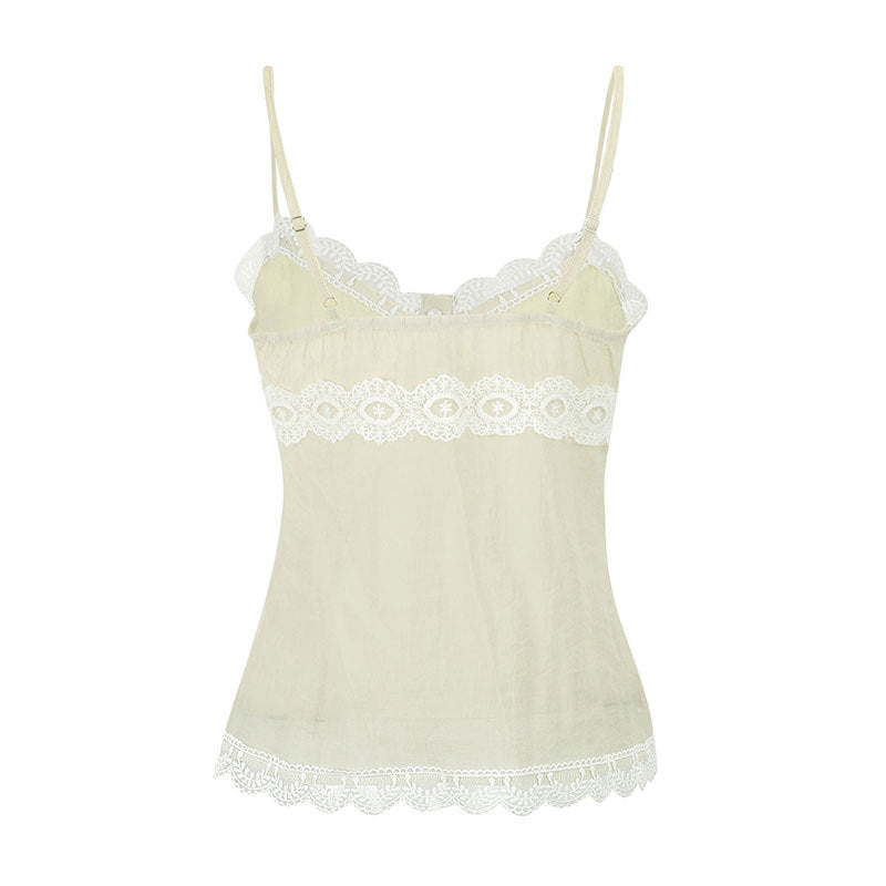 Slim Fit Lace-Trimmed Camisole with Button Front
