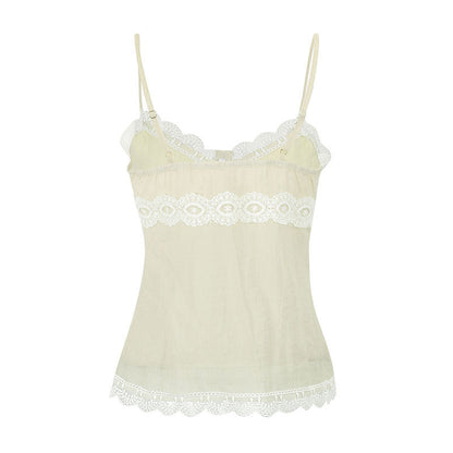 Slim Fit Lace-Trimmed Camisole with Button Front