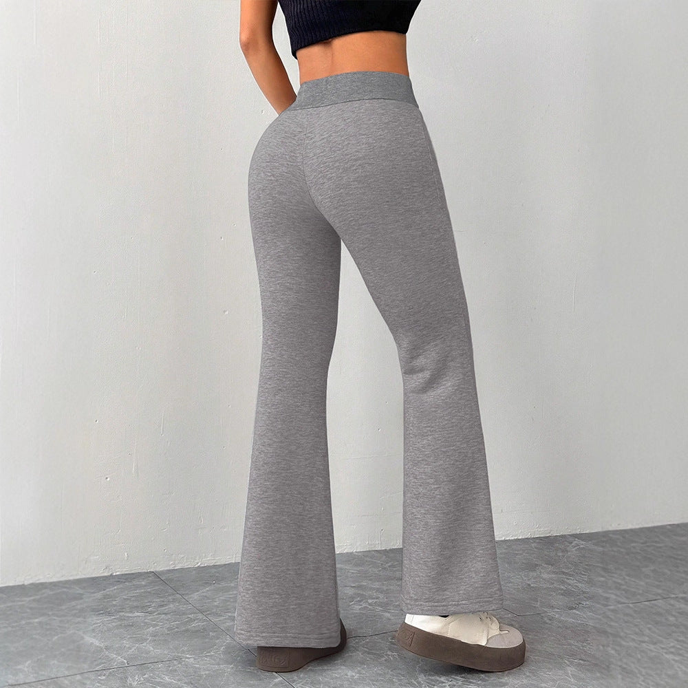 High-Waist Flared Pants with Drawstring Detail