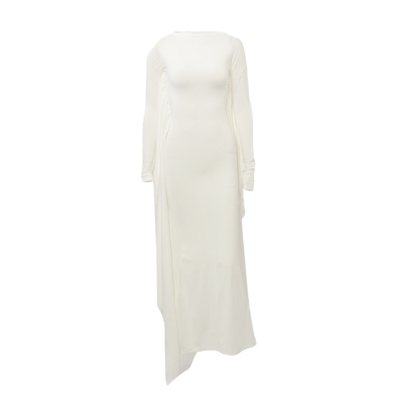 Bodycon Maxi Dress with Dramatic Batwing Sleeves