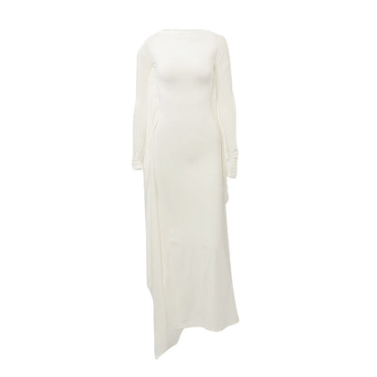 Bodycon Maxi Dress with Dramatic Batwing Sleeves